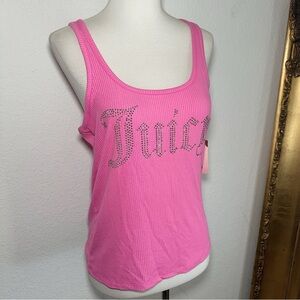 NWT Juicy Couture Bling Rhinestone Tank Top Velvet Rose Y2K 90s Size Large $42